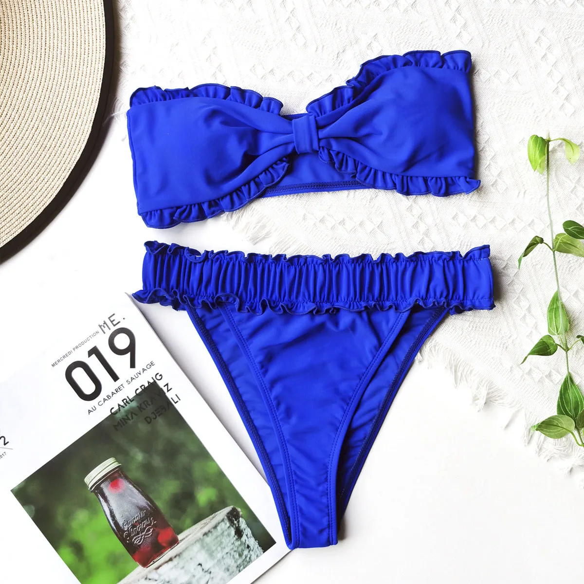 

Bandeau Bikini High Waisted Bikini Set Sexy Women Swimsuit Female Swimwear Ruffle Swimming Suits Micro Bathing Suit Beachwear