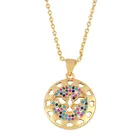 Богемное золотое ожерелье для женщин, Лидер продаж, модное цветное ожерелье с кулоном стразы из фианита, массивное ожерелье, свадебные украшения, подарок
