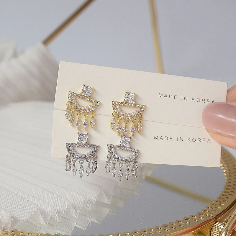 

High Quality 14K Real Gold Geometry Earrings for Women Top Designer Luxury Jewelry AAA Zirconia S925 Silver Needle Stud Party