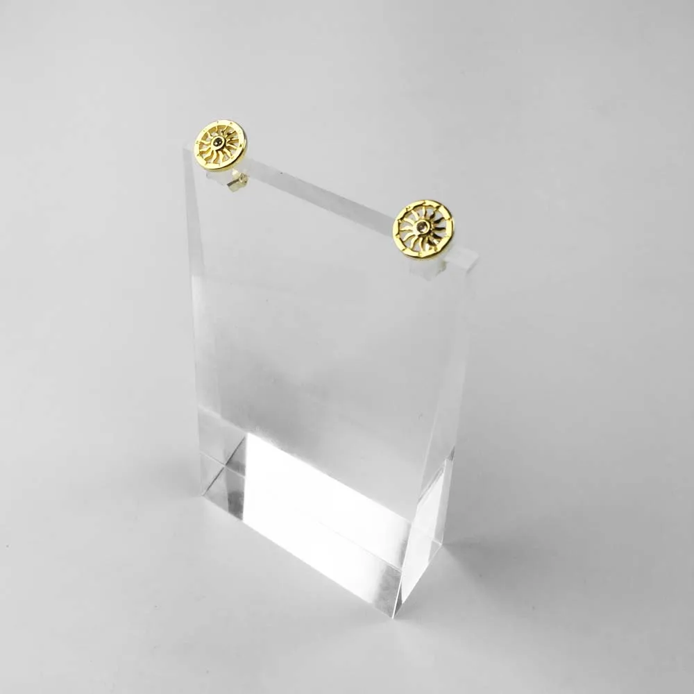 Серьги гвоздики в форме солнца с белым цирконием золотого цвета модные серьги