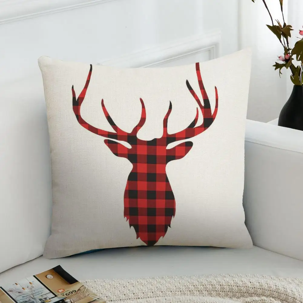 

Portable Pillow Case Skin-friendly Flax Single-sided Christmas Printed Pillowcase for Living Room Portable Pillow Case Christmas