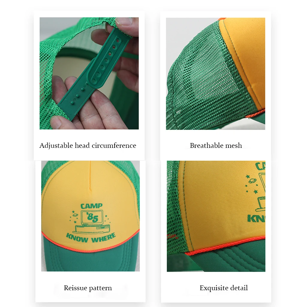 2019 странные вещи 3 Дастин Шляпа Ретро Кепка Дальнобойщика с сеткой желтый зеленый
