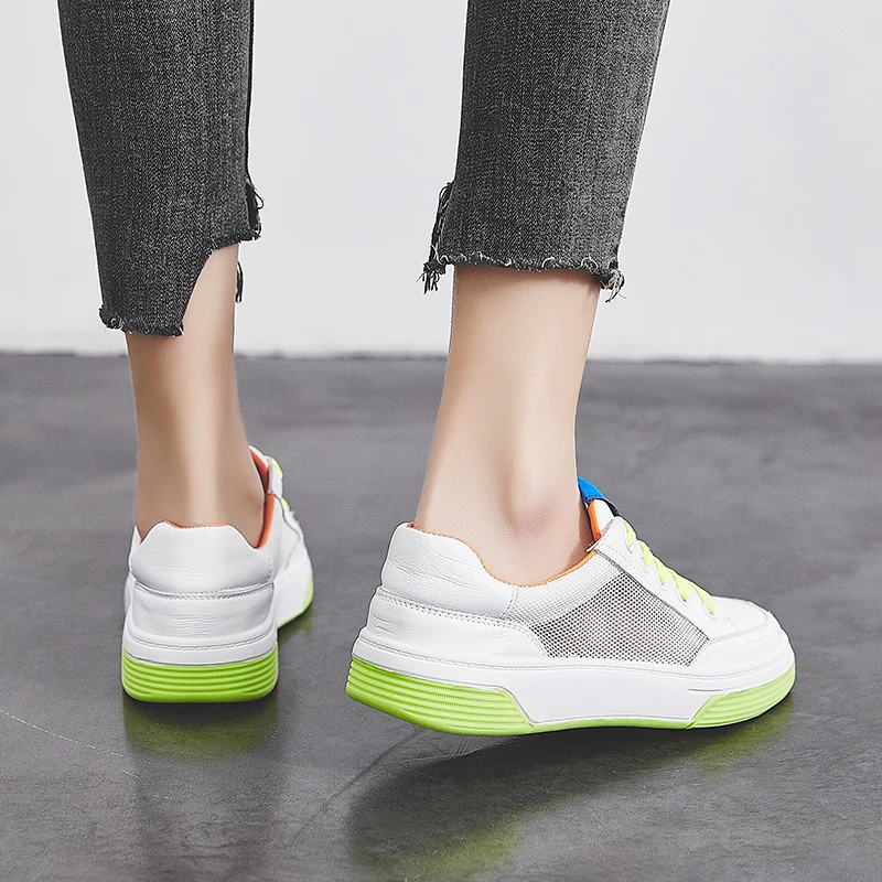 Женские кроссовки на плоской подошве AIYUQI летние дышащие из натуральной кожи