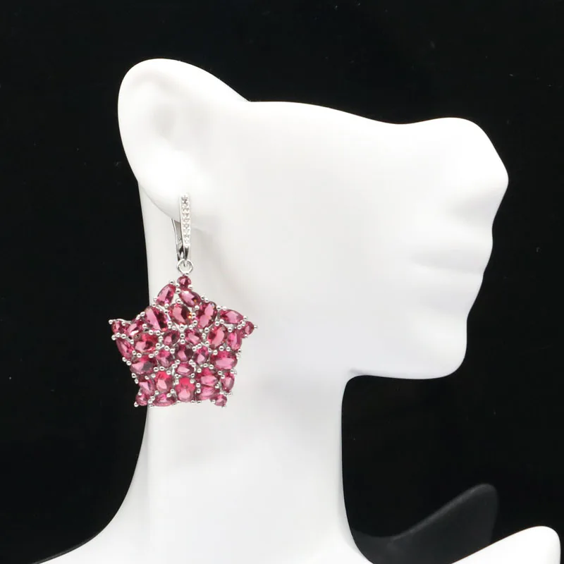 45x28 мм Делюкс Star Форма создан розовый турмалин Белый циркон женские вечерние