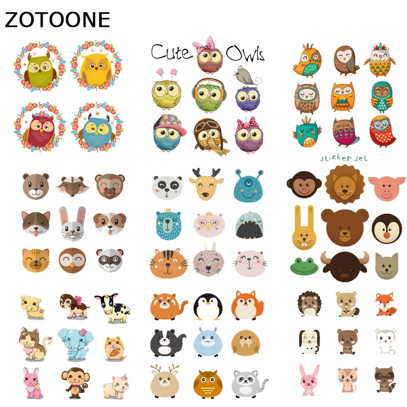 ZOTOONE мультфильм животных набор патчи моющиеся утюжок на переноске для футболки