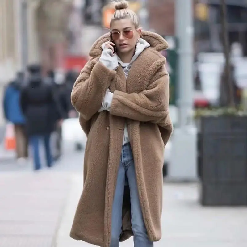 Свободное зимнее женское пальто из искусственного меха 2019 повседневное большого