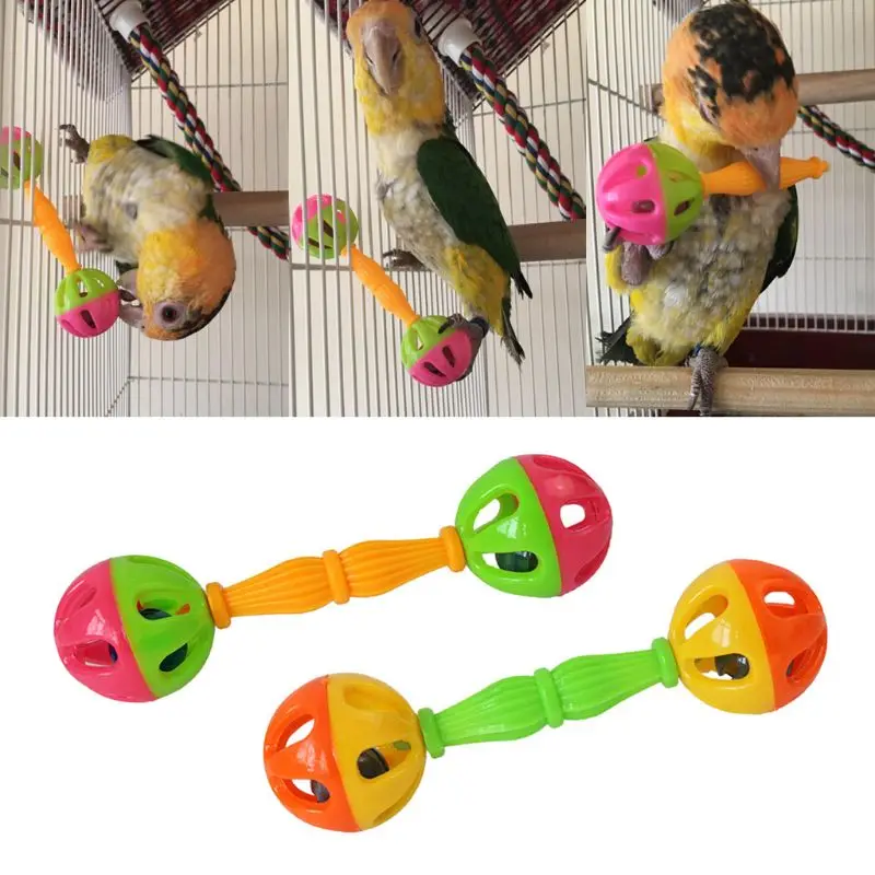 

2 Pcs Bird Parrot Toy Rattle Birds Fun Exercise Plastic Double-headed Bell Pet Toys