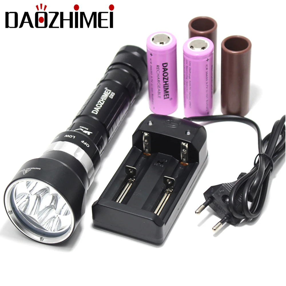 Светодиодный подводный фонарь XM L L2 для дайвинга 8000 Люмен глубина 100 м