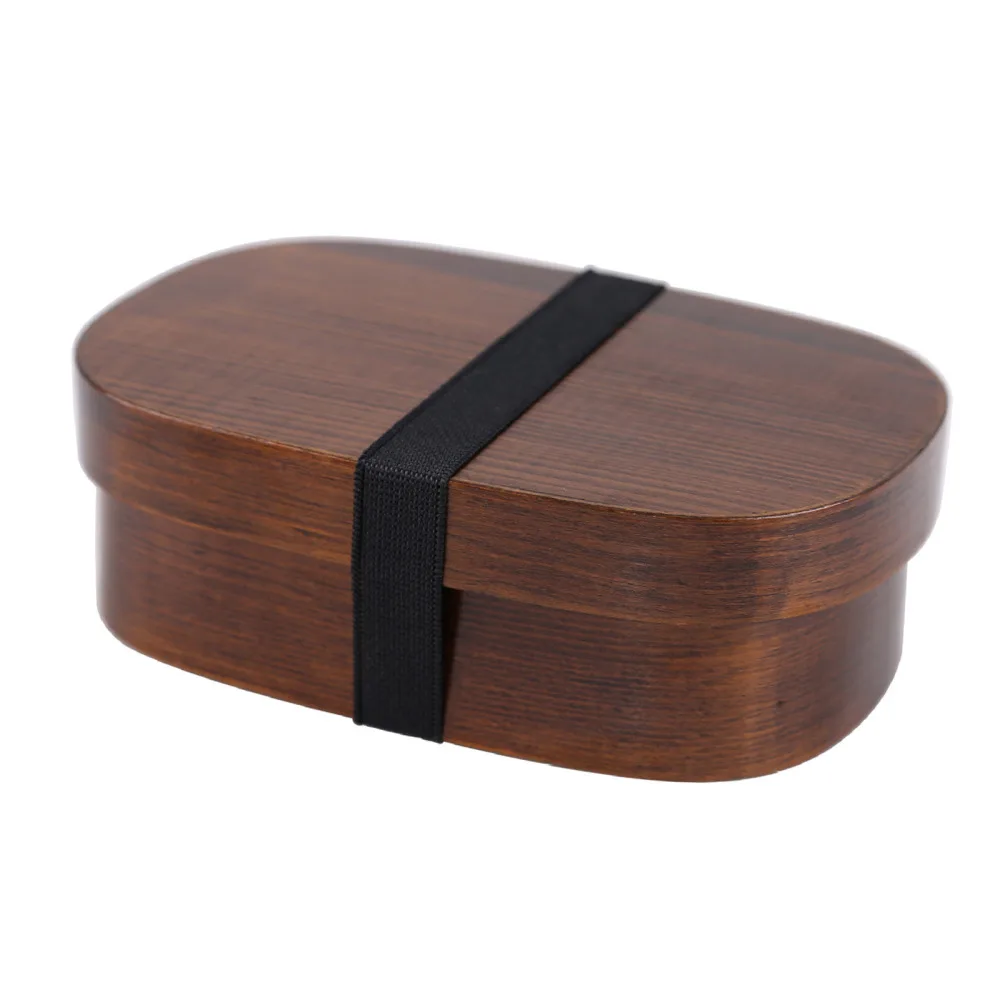 

Wooden Lunch Box Rice Storage With Strap Worker Style Sushi Case School Food Container Double-layer Children's Picnic Organizer