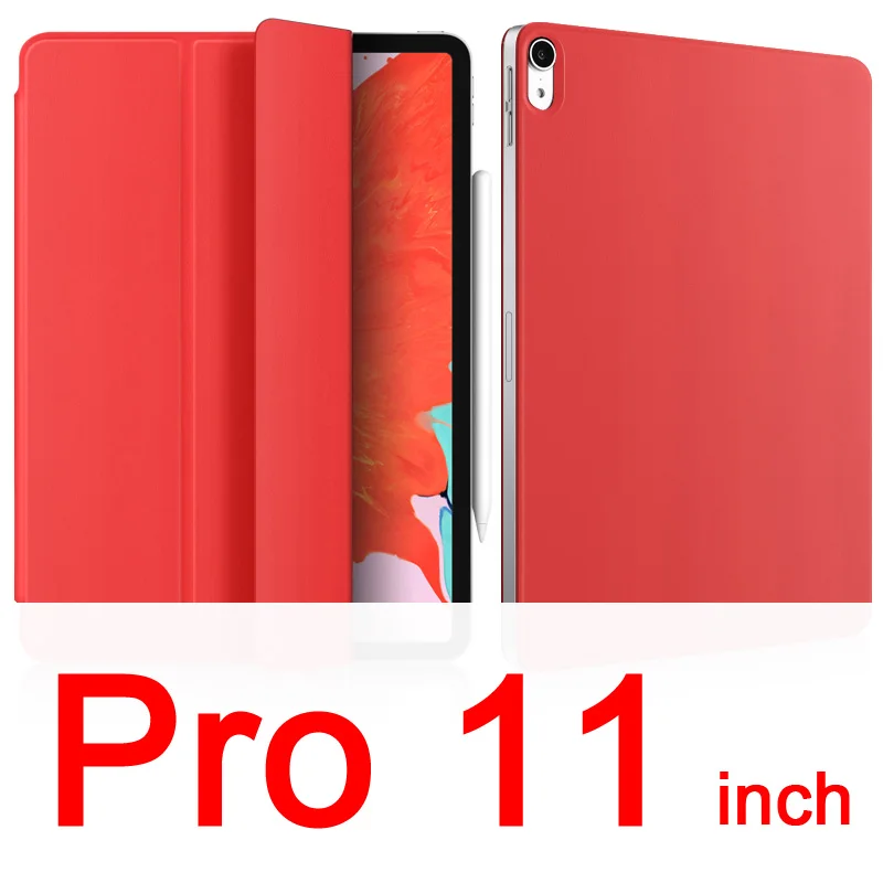 Для Face ID 11 12,9 дюймов iPad Pro, магнитный ультратонкий умный чехол-подставка в виде книжки - Цвет: Red for Pro11
