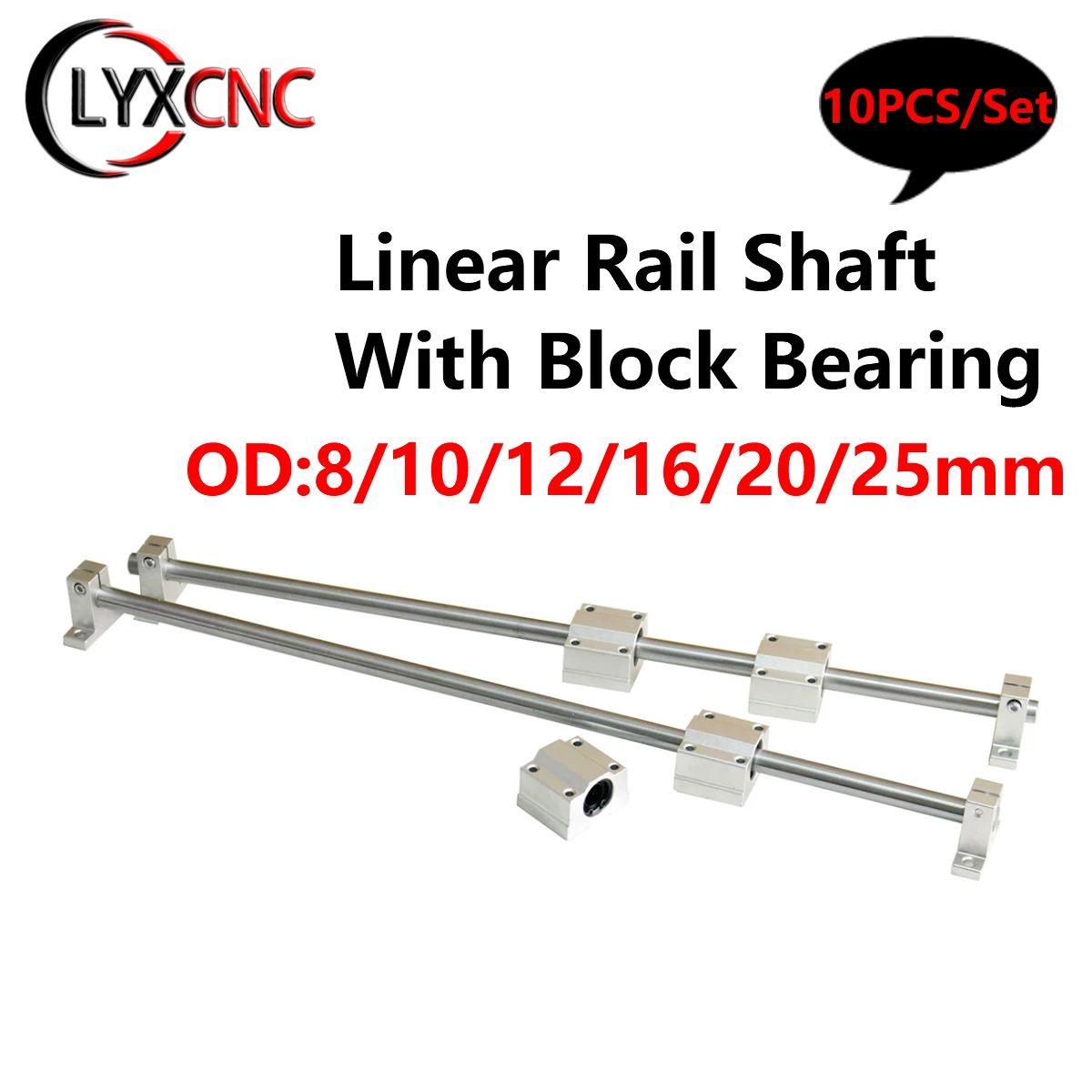 1 комплект линейный рельсовый вал оптический стержень OD8/10/12/16/20/25 мм + SCS8/10/12UU