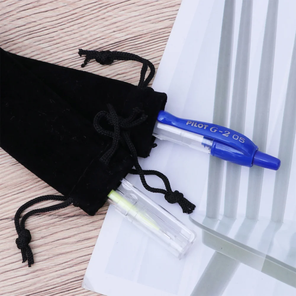 

50pcs Drawstring Pen Pouch Sleeve Holder Pen Case Gift Pencil Bag (Black)