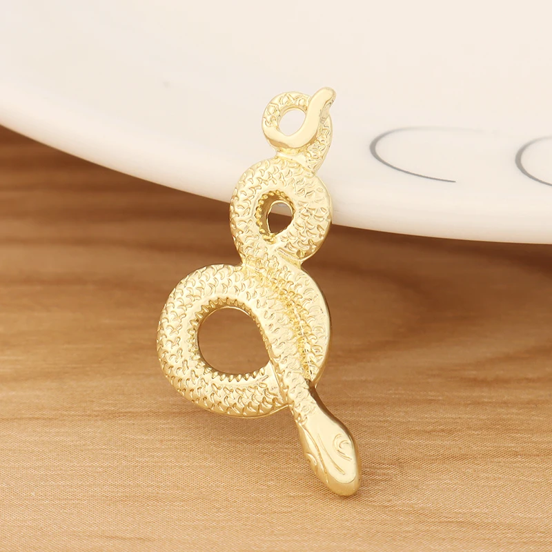 

10 Pieces Gold Color Snake Serpent Charms Pendants for DIY Earrings Necklace Jewellery Making Accessories 31x15mm