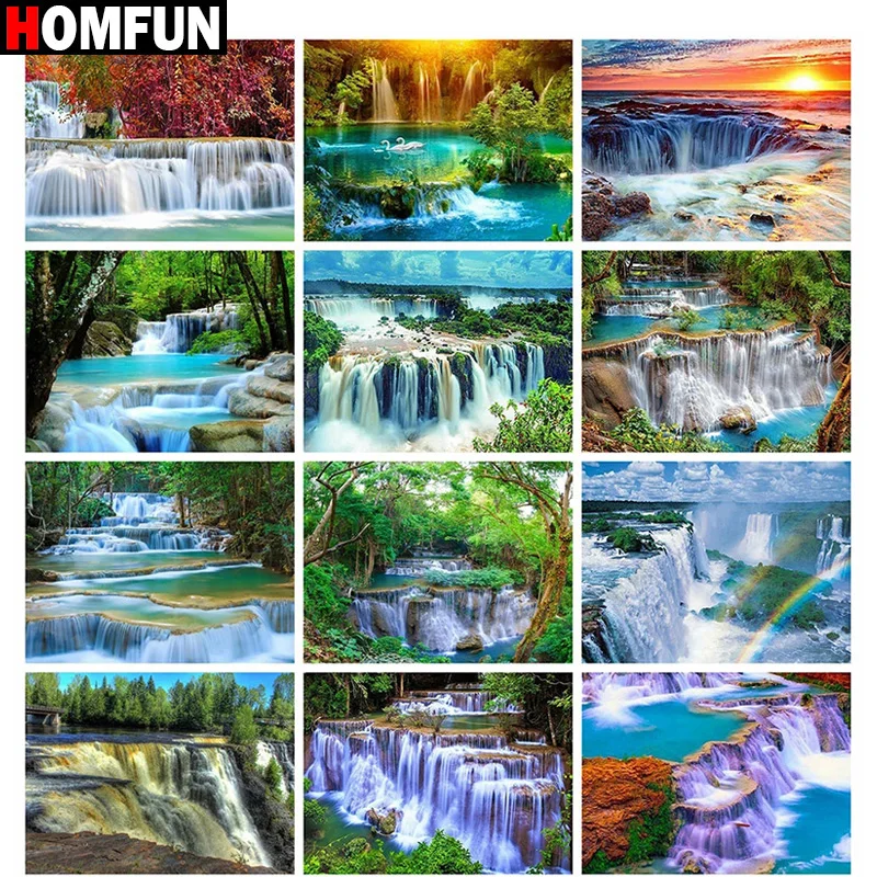 

Картина из квадратных и круглых страз HOMFUN, 5D алмазная вышивка «Водопад», экологичные поделки, домашний декор