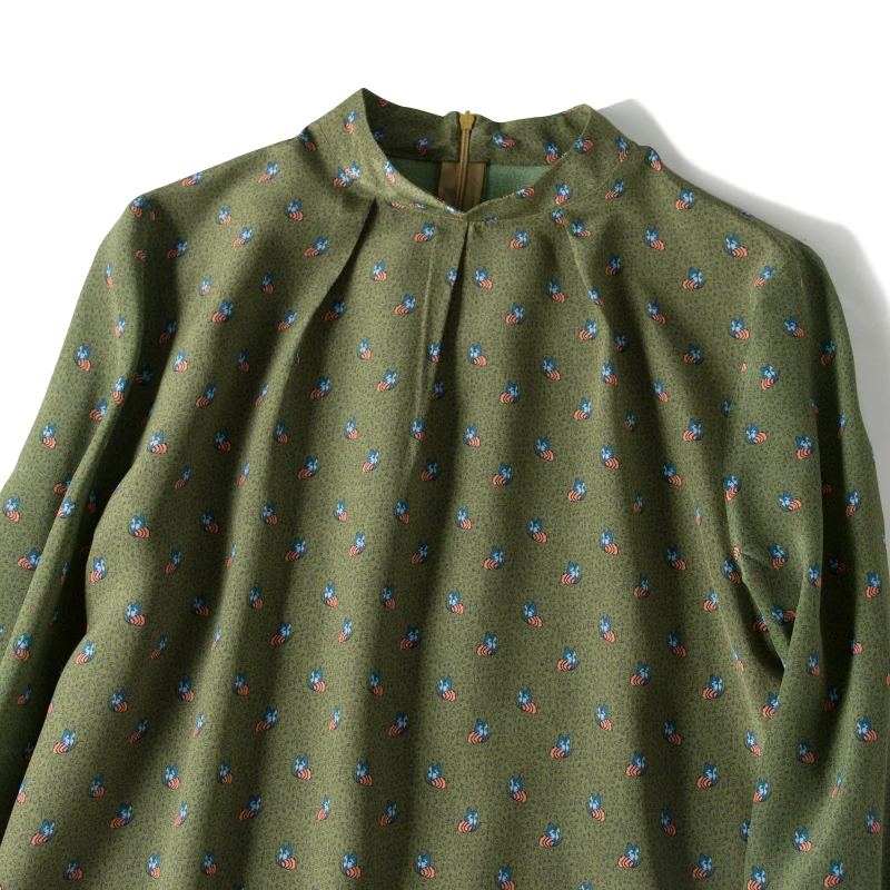 Женская блузка с воротником стойкой SuyaDream офисная из 100% шелка длинными рукавами