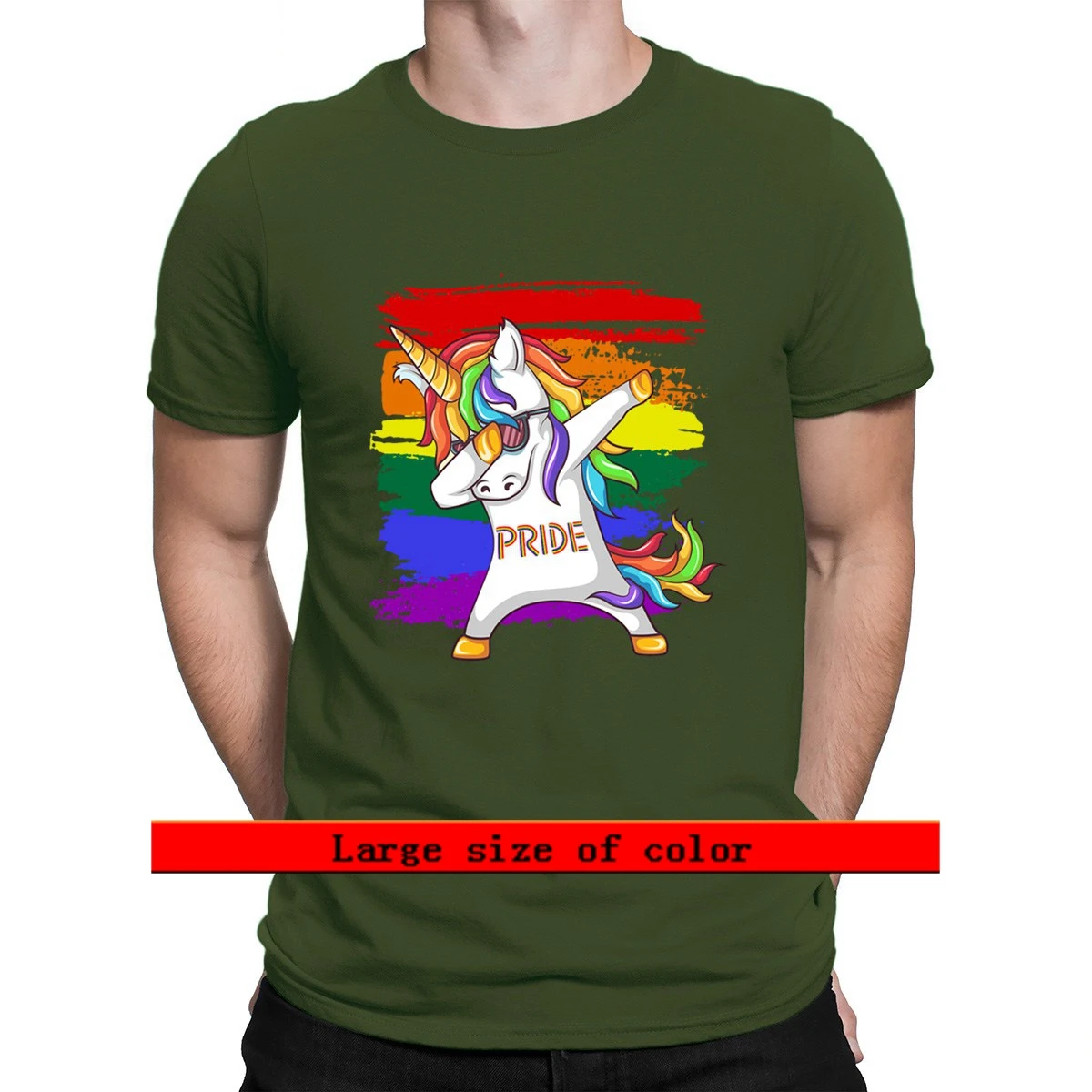 

Lgbt Lesbian Gay Pride Dabbing Unicorn Rainbow 2021 T Shirt Fashion Summer Style O-Neck Cotton Personalized Standard Slim Fit