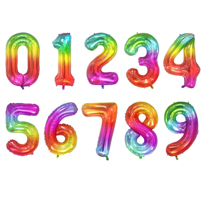 40 дюймовые Разноцветные зеленые воздушные шары из фольги в виде цифр 0 1 2 3 4 5 6 7 8 9