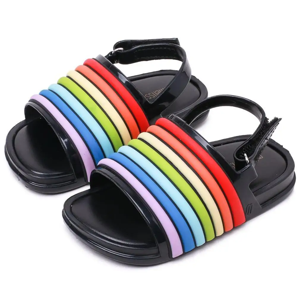 Сандалии для девочек Mini Melissa Rainbow пляжная обувь желе сандалии 2020 маленьких
