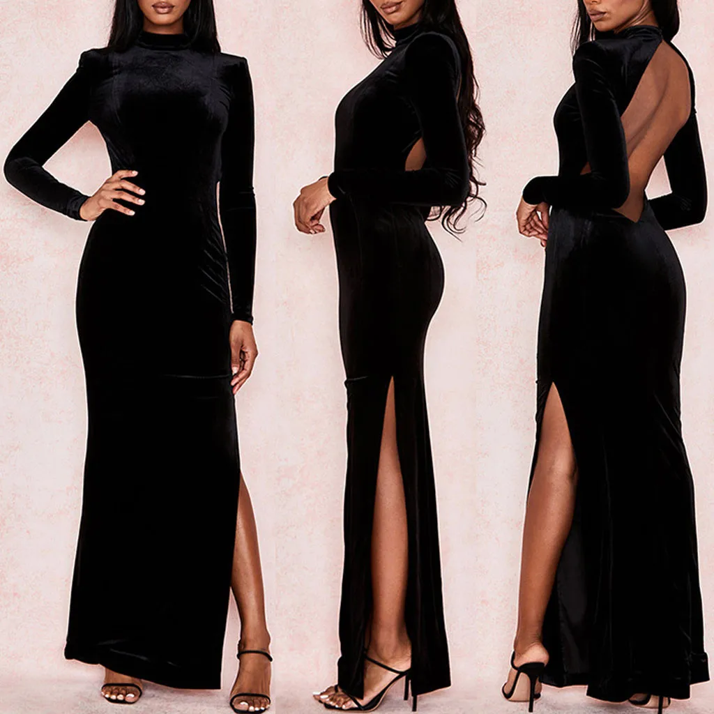 Женское модное черное платье однотонное винтажное весеннее с высоким воротом и