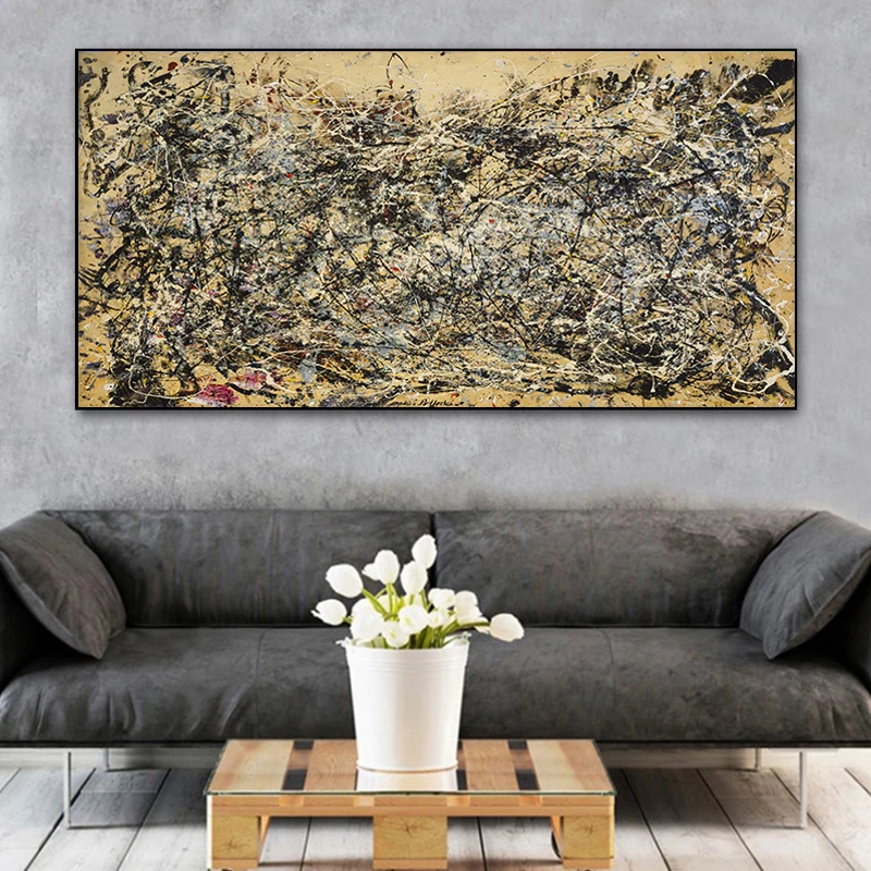 

Jackson Pollock Famous Abstract Art Canvas Paintings Posters and Prints Wall Autumn Pictures Cuadros for Living Room Decoration