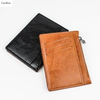 1 pc men card holder unisex credit card holder leather purse for cards case wallet retro zipper male cards organizer porte carte
