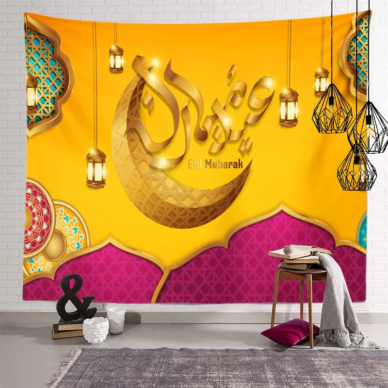 

Ruzi Ramadan Tapestry Islamic Moon Eid Mubarak Religion Festival Wall Hanging Tapestries For Church Room Decoration Wall Carpet