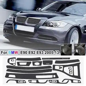 Glossy Matte Carbon Fiber Pattern Interior Sticker Set Vinyl Decal Trim For BMW E90 E92 E93 2005-2013 RHD Only
