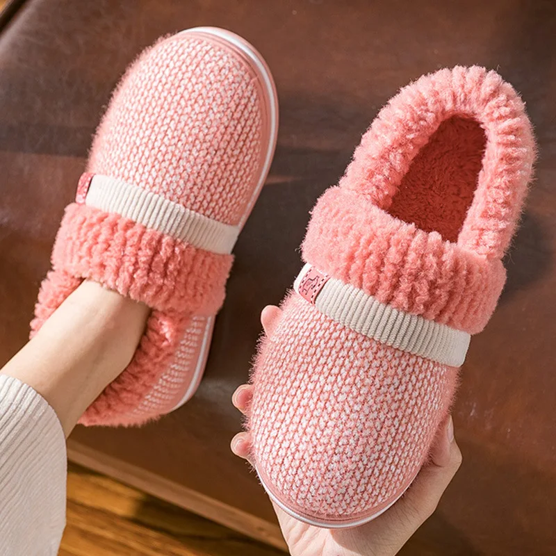 

Женские нескользящие туфли на плоской подошве, теплые плюшевые Нескользящие туфли, сланцы, Осень-зима 2019