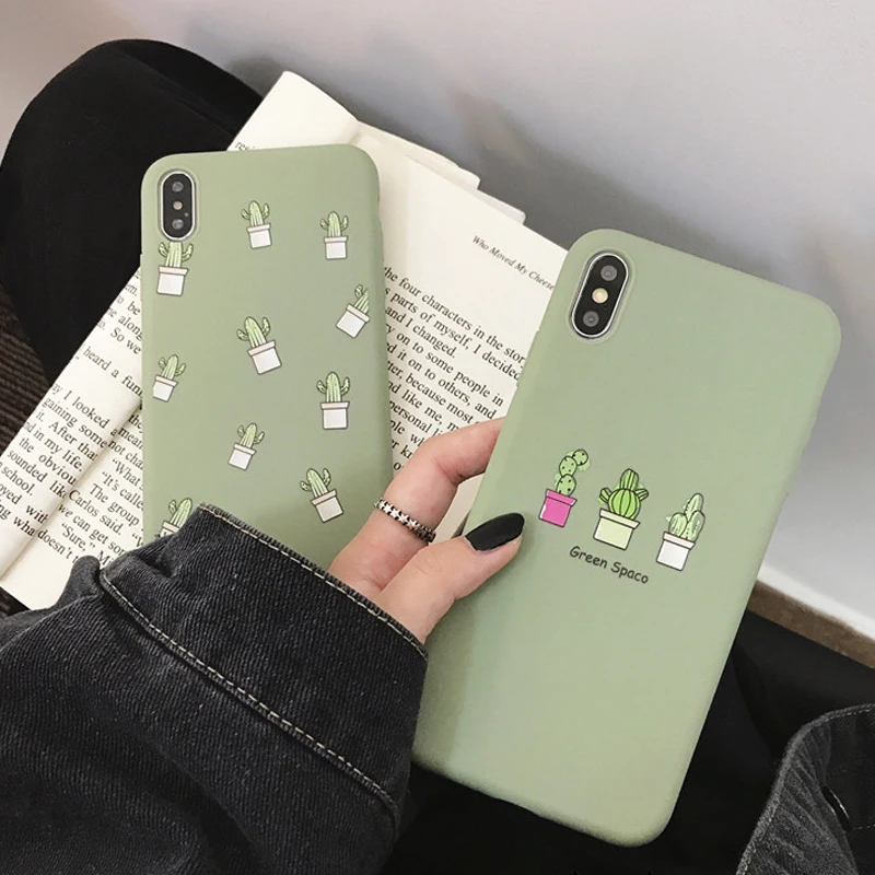 Ottwn мультфильм чехол для телефона в форме кактуса для iPhone 11 Pro Max XS Max XR X 6 6s 7 8 Plus 5 5S SE зеленые растения цветок Мягкий ТПУ задняя крышка