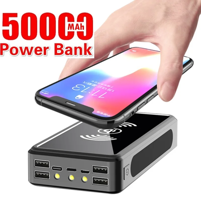 50000 мАч беспроводной Solar Power Bank Внешняя батарея зарядное устройство для Xiaomi Samsung