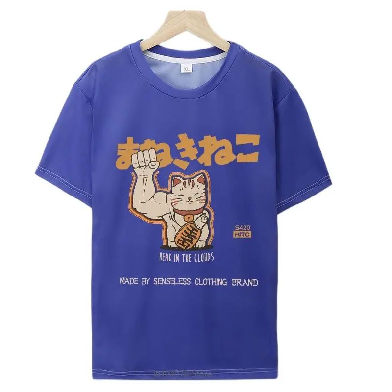 

New Mens Hip Hop Streetwear Fortune Cat Japanese Kanji 3D Print T-Shirt Harajuku men Casual Summer Short Sleeve Tshirt Tops