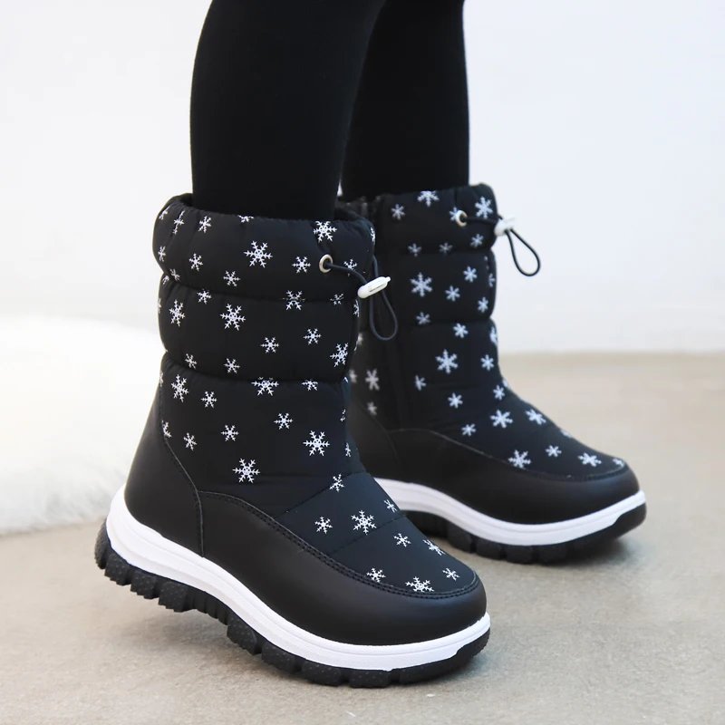 

Boots For Girls Children Shoes Umbrella Cloth Waterproof Rubber Snow Boots For Fille Kids' Winter Felt Padded Boots