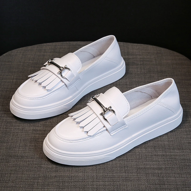 

Туфли женские кожаные на платформе, оксфорды, лоферы, с бахромой, на цепочке, дизайнерские, для прогулок, Лолита, осень