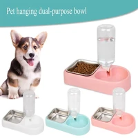 pet double bowl hanging type automatic drinking fountain multifunction food bowl cats dogs pet supplies
