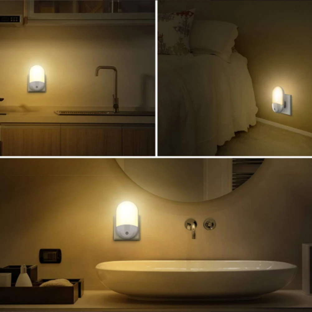 

1/2 Pcs EU Plug Socket Night Lamp LED Sensor Light Automatic Energy-saving Night Light