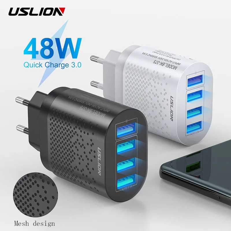 Сетевое зарядное устройство с 4 USB-портами и поддержкой быстрой зарядки 48 Вт |