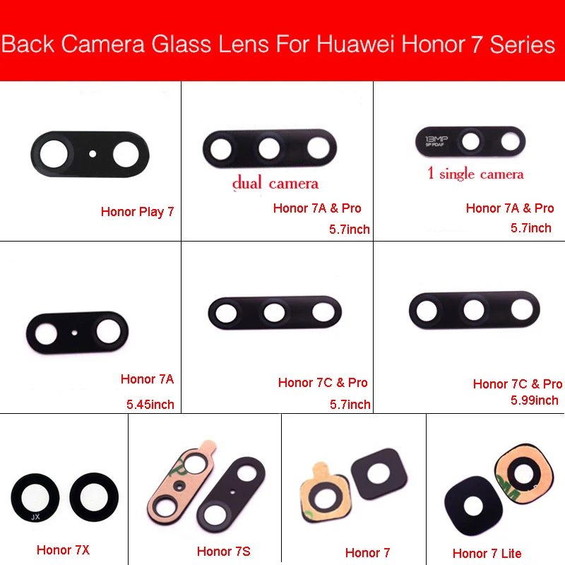 Задняя камера, стеклянный объектив для huawei Honor Play 7 Lite 7S 7A 7C 7X 7A Pro 5,4" 5,7", задняя камера, стеклянный объектив с клеем