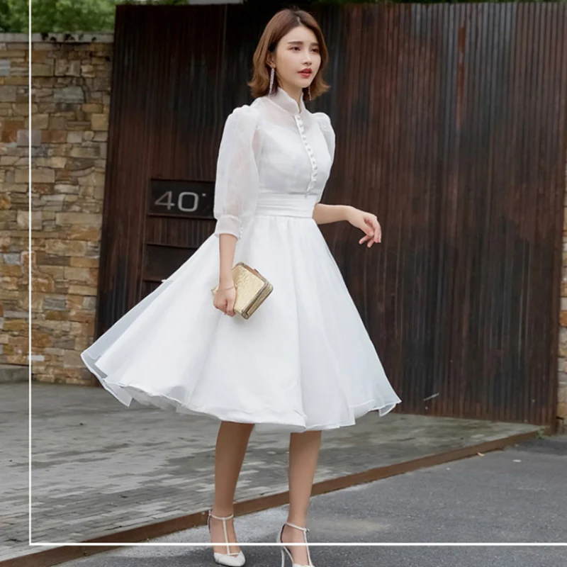 Женское вечернее кружевное платье AnXin SH белое винтажное пляжное с высоким