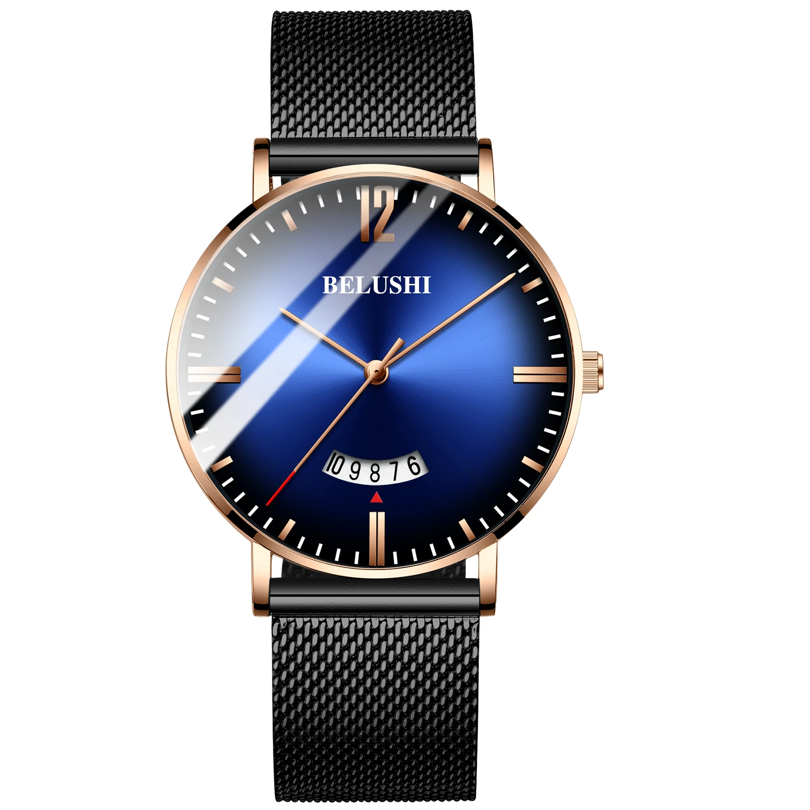 552 Strap Black WG Jenises, мужские часы, Лидирующий бренд, роскошные, мужские кварцевые часы, спортивные, повседневные, наручные, тонкие, стальные, сетчатые, водонепроницаемые часы, мужские часы - Цвет: 552 Strap Black WG