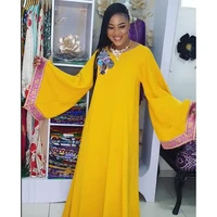 islamic clothing abayas for women loose femme robe bat sleeve applique solid african dresses abaya turkey maxi dress daily no024