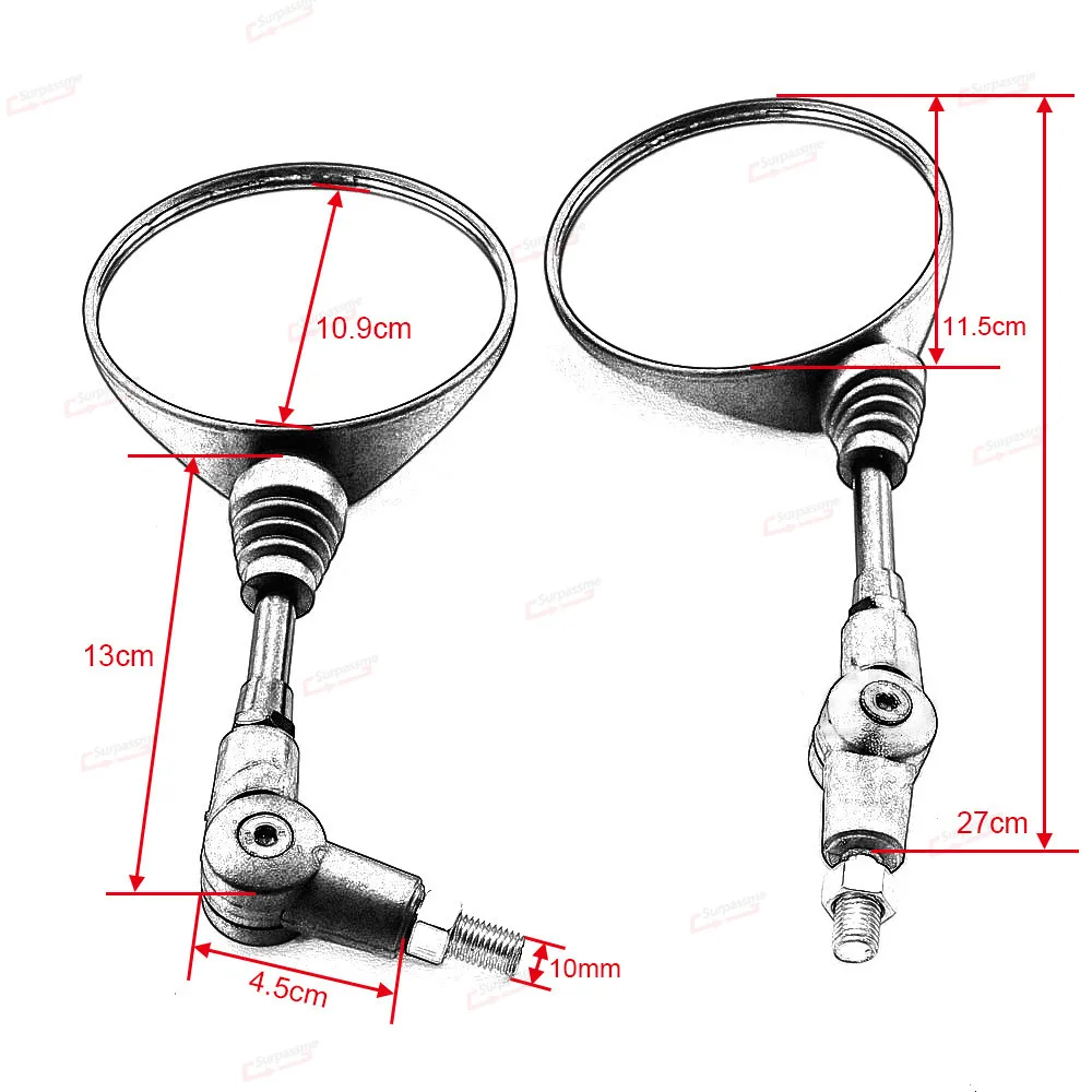 

Universal Motorcycle Rearview Mirrors Foldable 10MM Motorbike Round Rear View Side Convex Mirror For Electromobile E-bike Moto