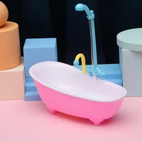 fun doll accessories dollhouse miniatures bathtub tub furniture toy girl bathroom playing house spraying water kids bathing toys