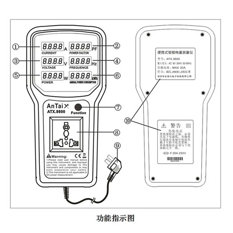 Измеритель мощности ATX9801 4400 Вт 20 А | Инструменты