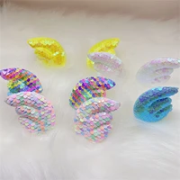 18pcslot left and right sequin angel wing padded applique for diy clothes hat cosplay decoration patches hair clip accessories