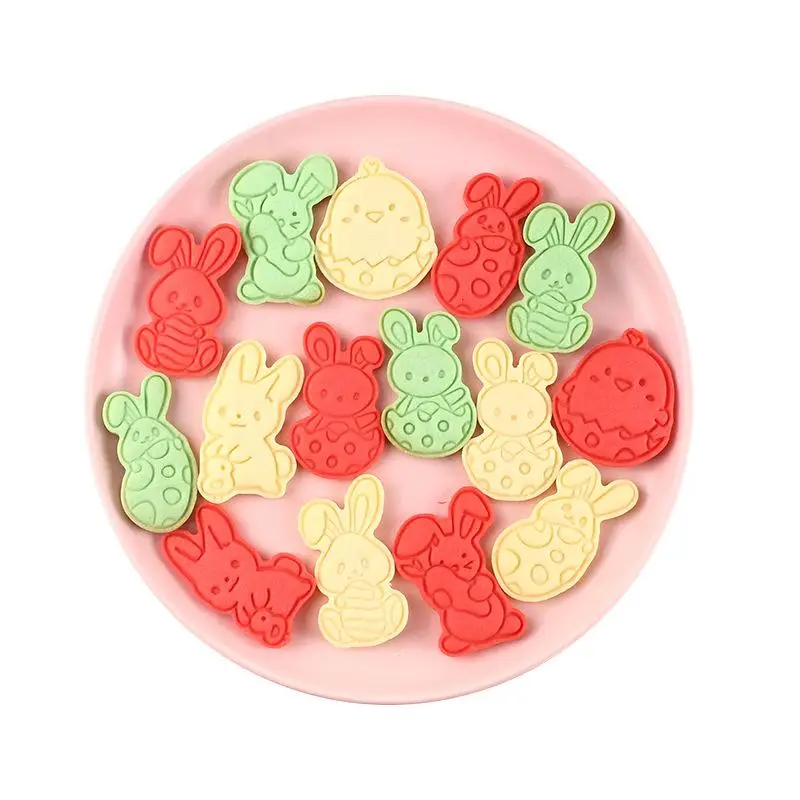 

6pcs Easter Egg Bunny Shape Silicone Mold Cookie Molds Cookie Durable Lightweight Kitchen Baking Tools For Chocolate Candy Pastr