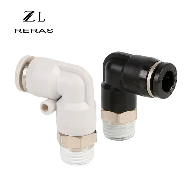 Черный PLL Удлиненный тип Пневматический мужской локоть соединитель трубка