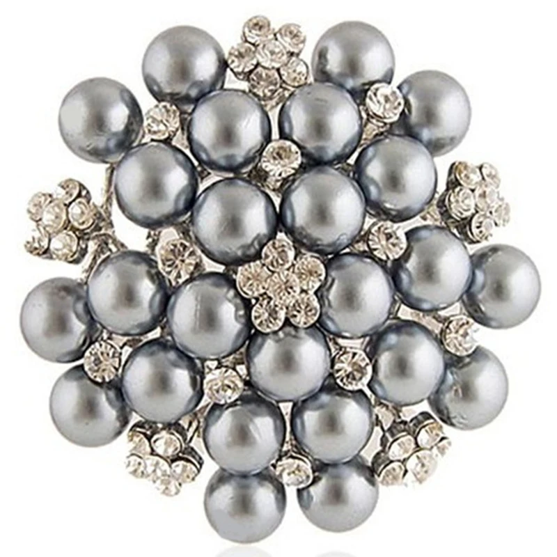 Классическая полностью свежая жемчужная брошь булавки прозрачные кристаллы