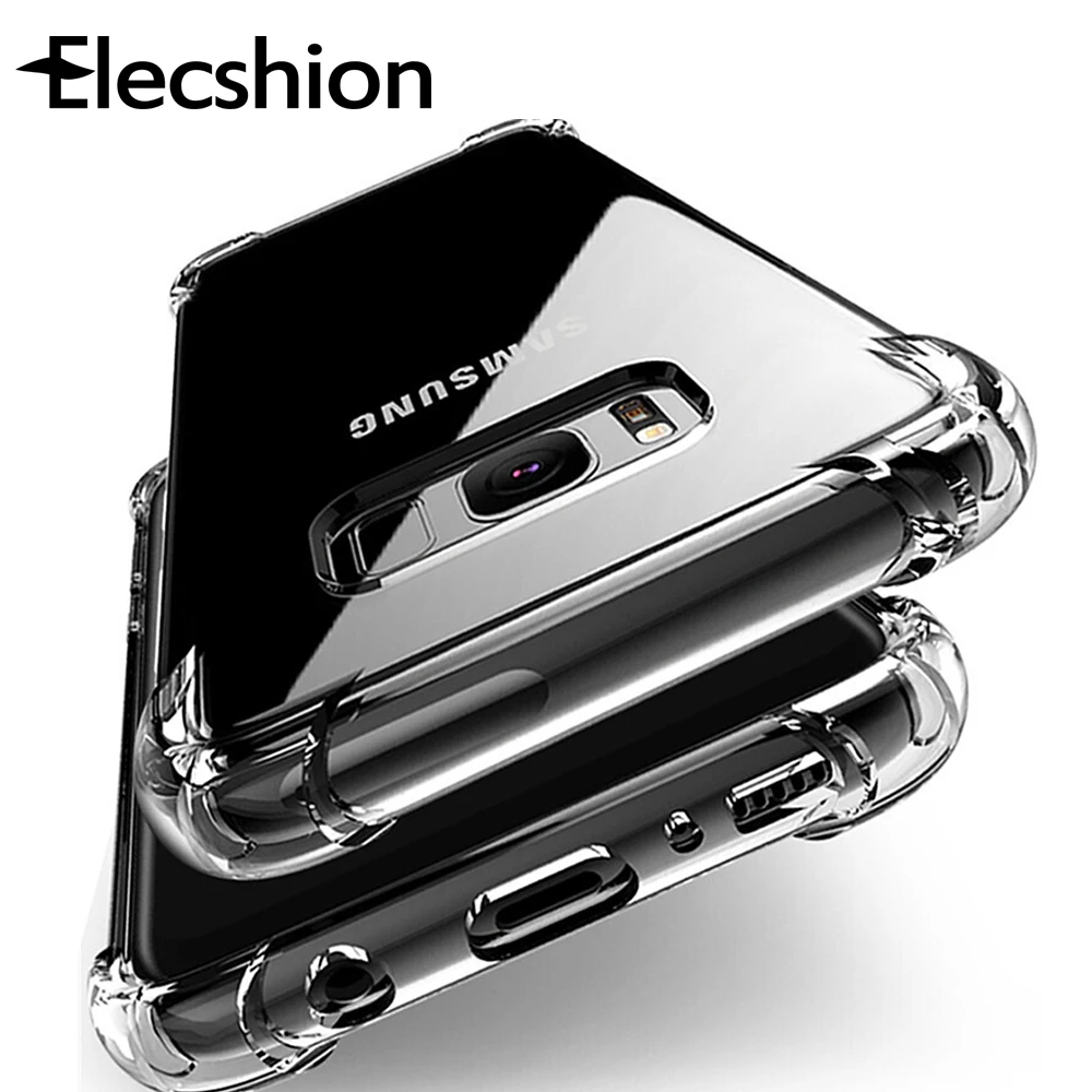 For Samsung Galaxy S8 S9 Plus Airbag Transparent Case Silicone TPU Coque Note 8 9 S10 Lite Phone Bumper Covers | Мобильные телефоны
