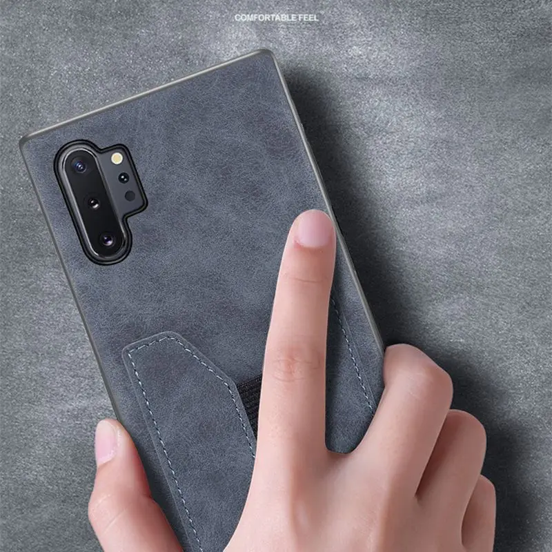 Leather Case For Samsung Note 9 10 20 Plus For Samsung S10 S20 S21 Plus Ultra Elastic Card Slot Case Cover