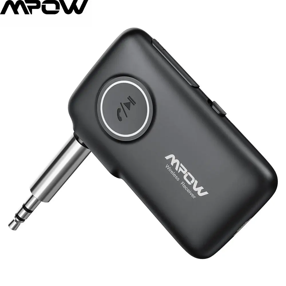 Mpow Bluetooth-приемник 3,5 мм AAC, Bluetooth-адаптер, гарнитура с временем воспроизведения 15 часов для наушников, разъем AUX, для автомобиля - изображение